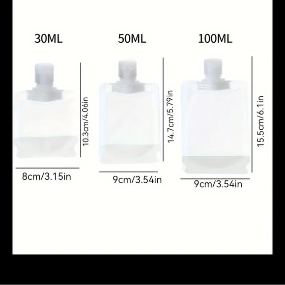 5 Clear Refillable Plastic Travel Bottles - Picture 4 of 8